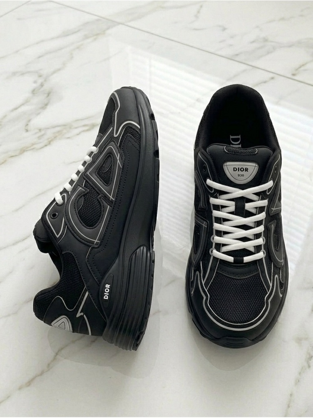Dior Black and White Men's Sneaker - Reflective Trim